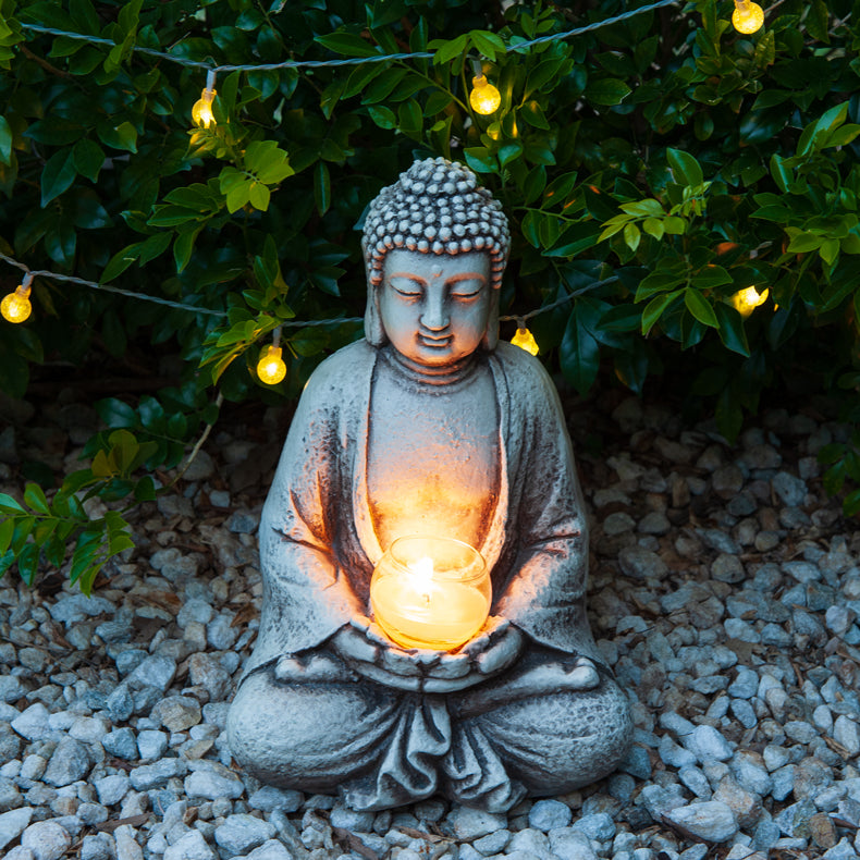 Sitting Buddha Candle Holder Outdoor Statue