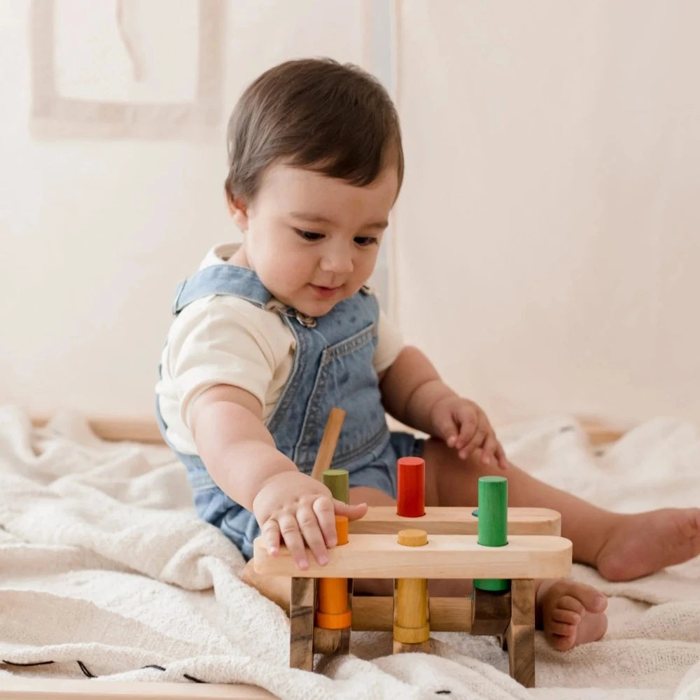 Six Interconnected Wooden Peg Toy