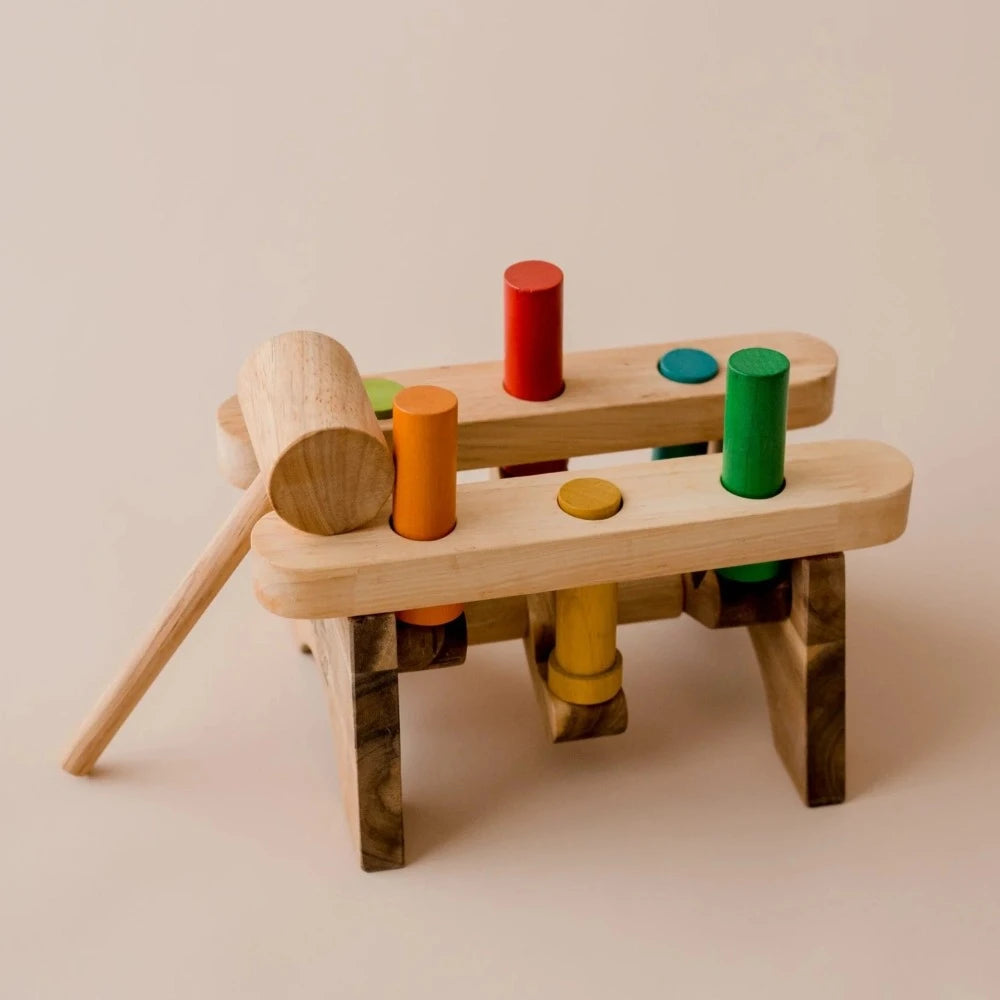 Six Interconnected Wooden Peg Toy