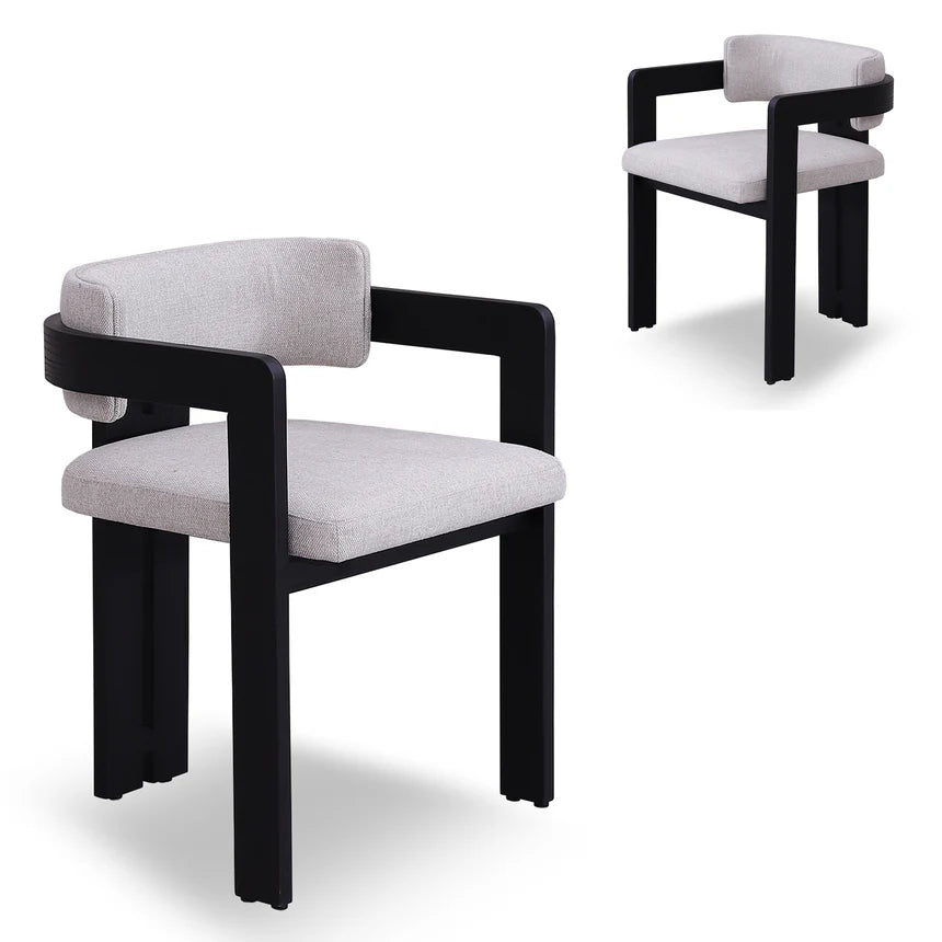 Sleek Black Dining Chair Set of 2 - Stone Beige