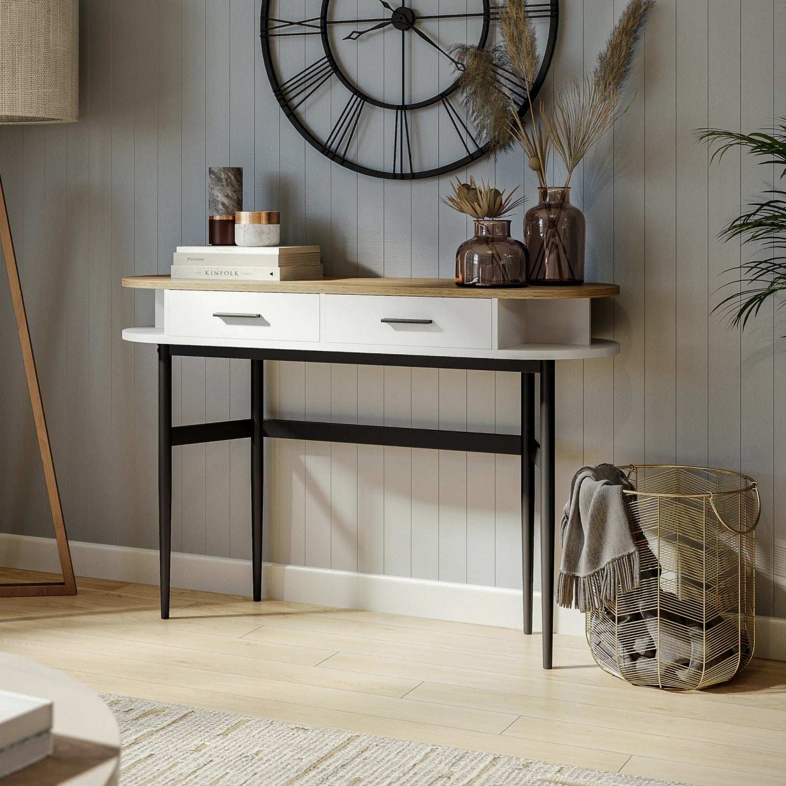 White & Natural Cozy Feel Console Table