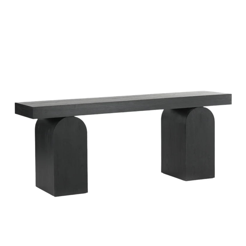 Sleek Elegance New Full Black Elm Console Table - Natural - 155cms