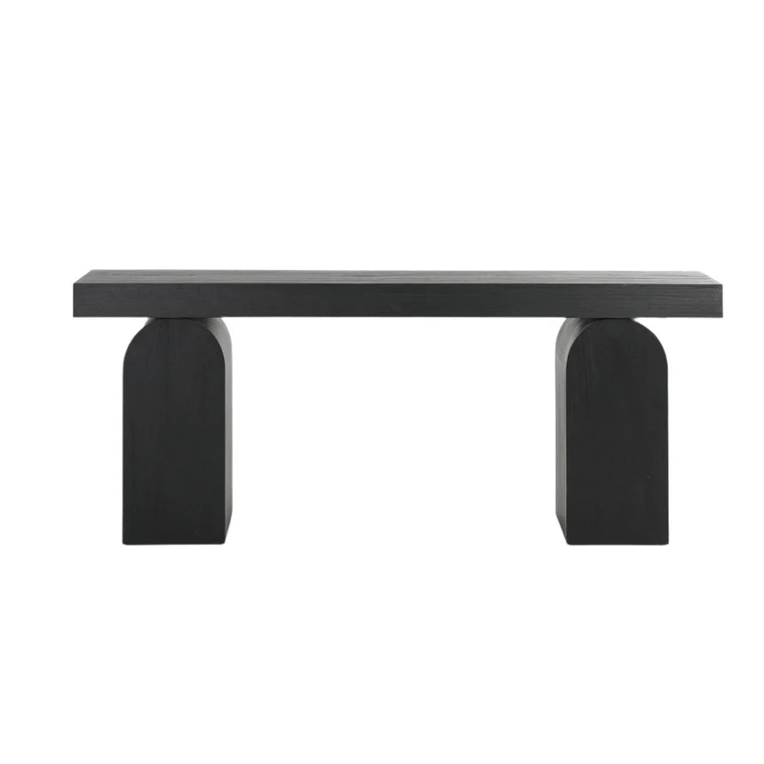 Sleek Elegance New Full Black Elm Console Table - Natural - 155cms