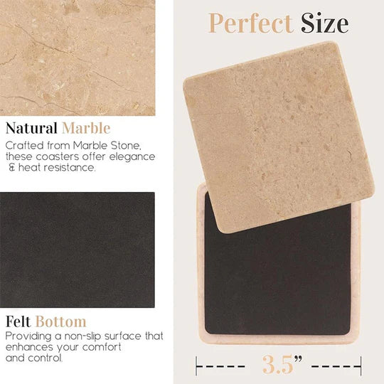 Sleek Marble Square Coaster Set - Verona