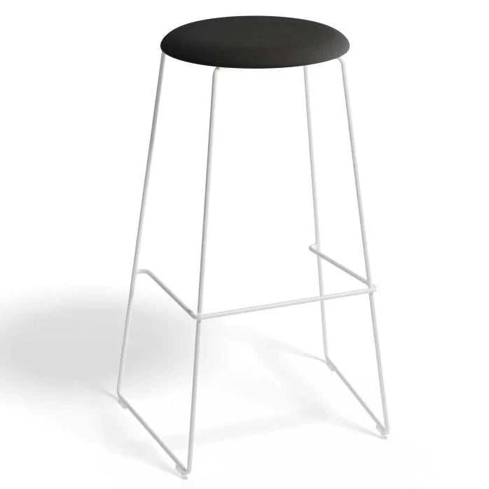 Sleek Noir White Base High Stool 77cms - (Available in 3 Colors)