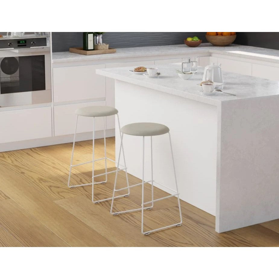 Sleek Noir White Base High Stool 77cms - (Available in 3 Colors)