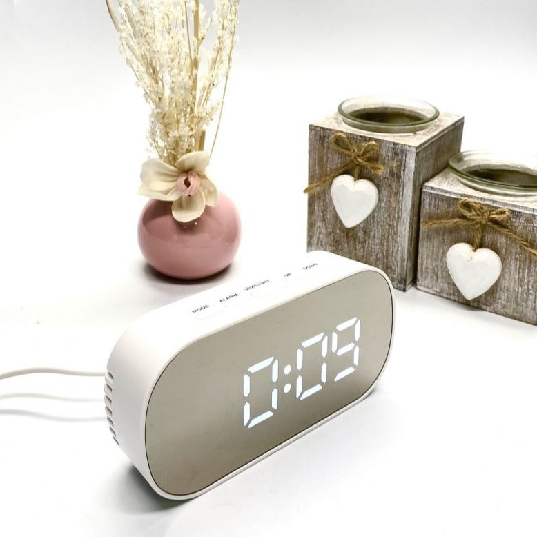 Sleek Oval LCD Oval Table Clock - Available in 2 Colors