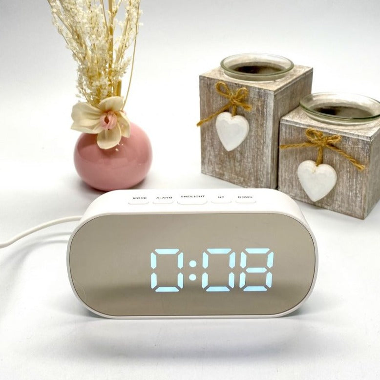 Sleek Oval LCD Oval Table Clock - Available in 2 Colors