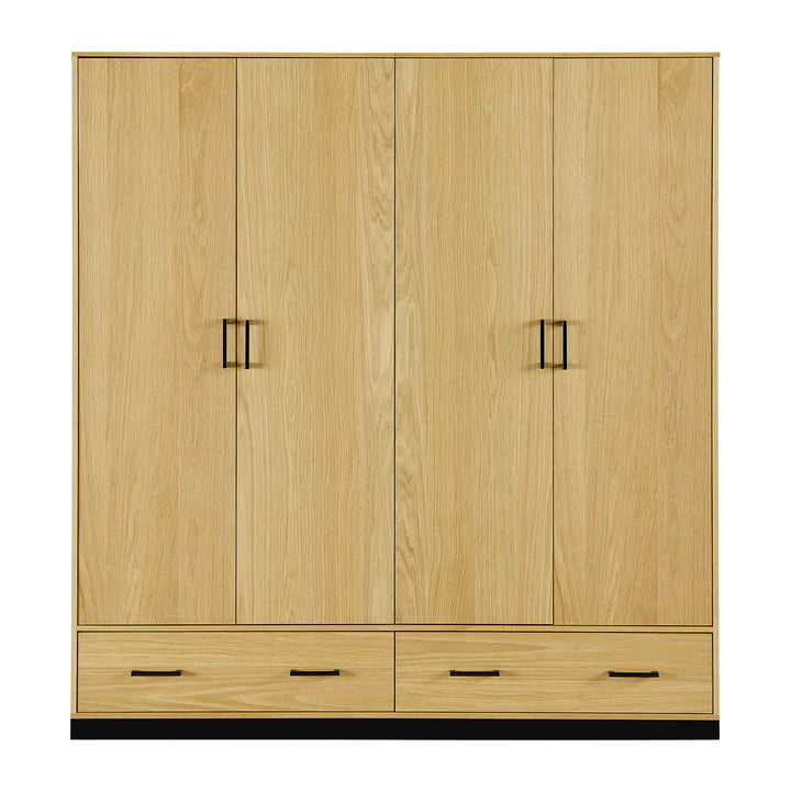 Sleek Scandic 4 Door Wardrobe - Natural