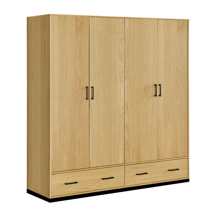 Sleek Scandic 4 Door Wardrobe - Natural