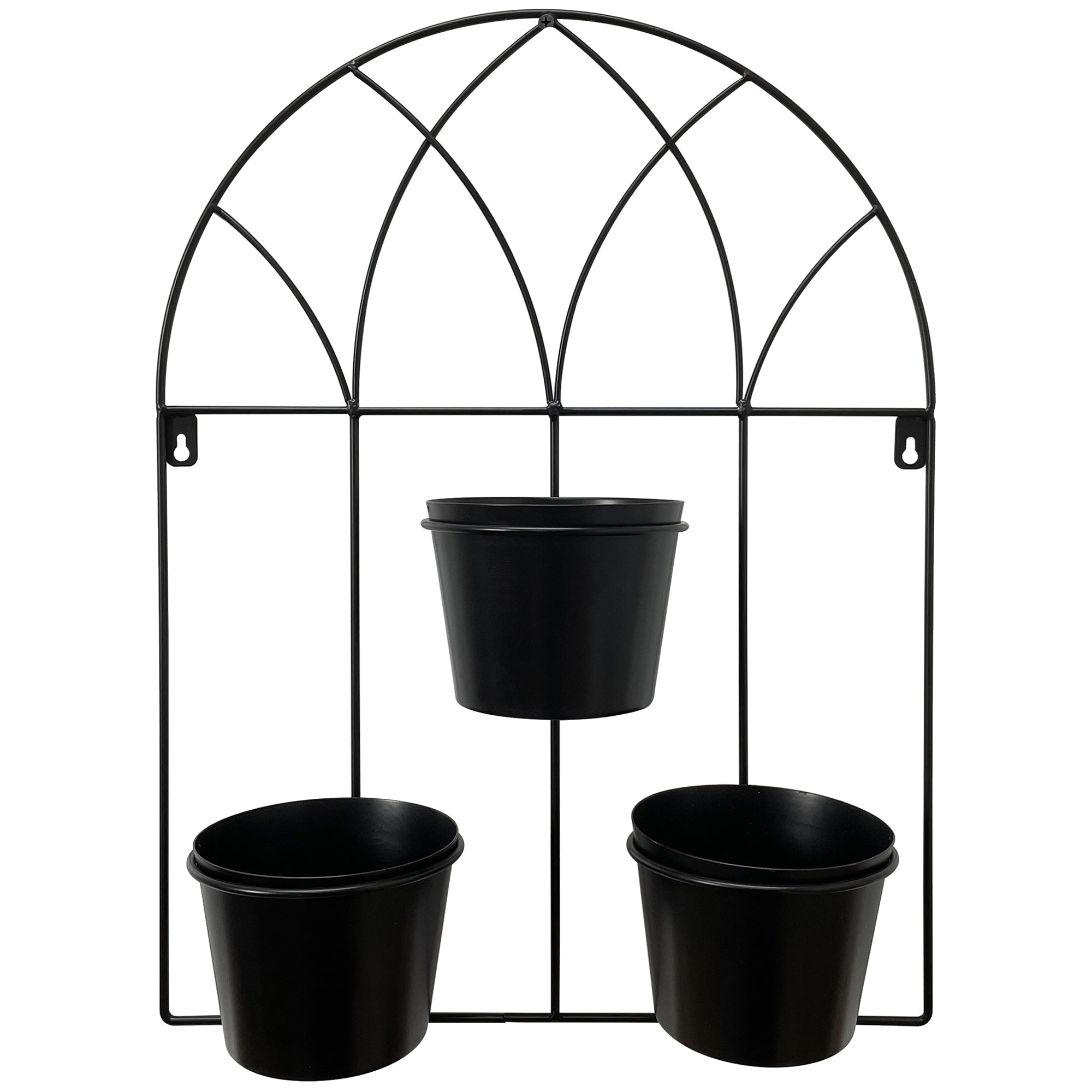 Sleek Simplicity Black Arched 3-Pot Wall Planter