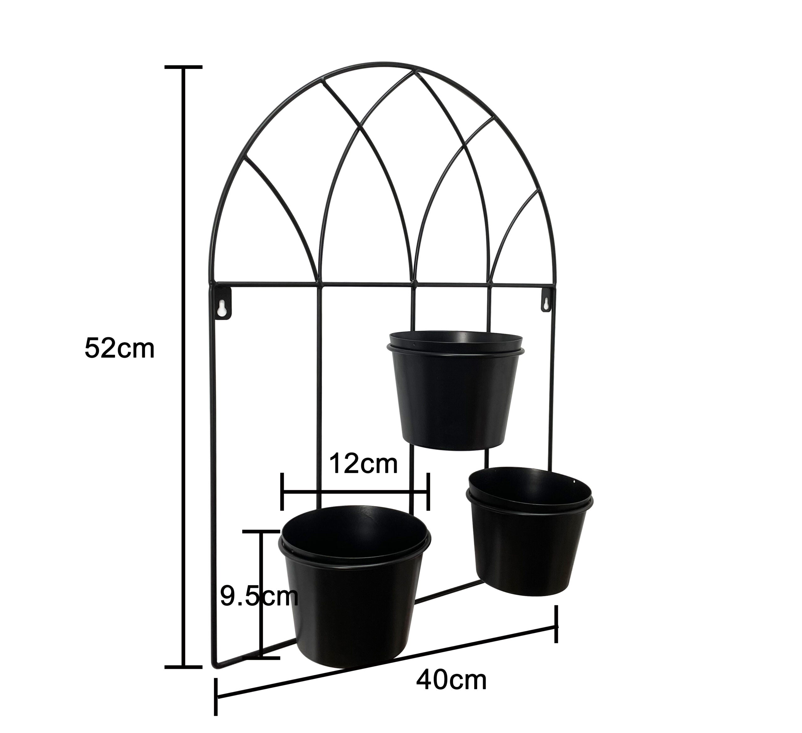 Sleek Simplicity Black Arched 3-Pot Wall Planter