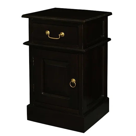 Sleek Storage 1 Solid Door 1 Drawer Bedside - Dark Brown