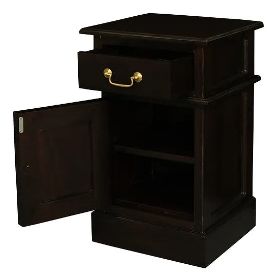 Sleek Storage 1 Solid Door 1 Drawer Bedside - Dark Brown