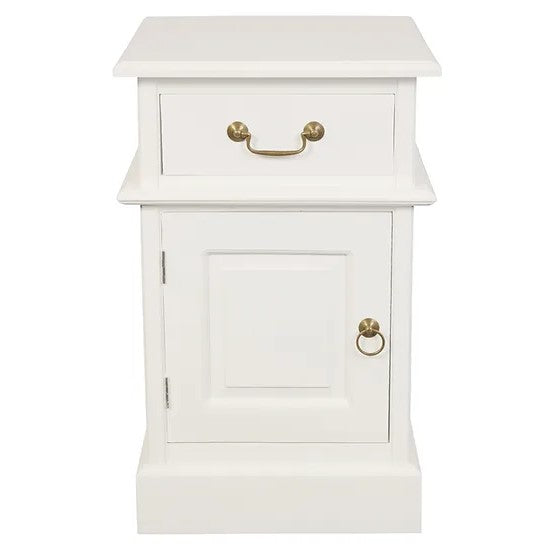 Sleek Storage 1 Solid Door 1 Drawer Bedside - White