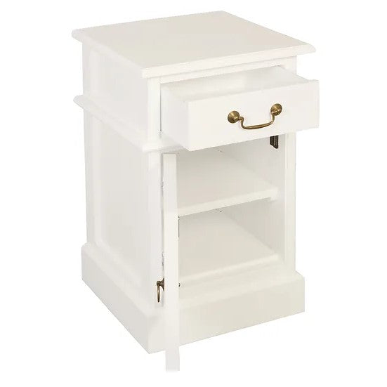 Sleek Storage 1 Solid Door 1 Drawer Bedside - White