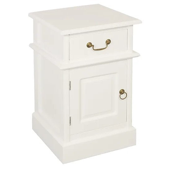 Sleek Storage 1 Solid Door 1 Drawer Bedside - White