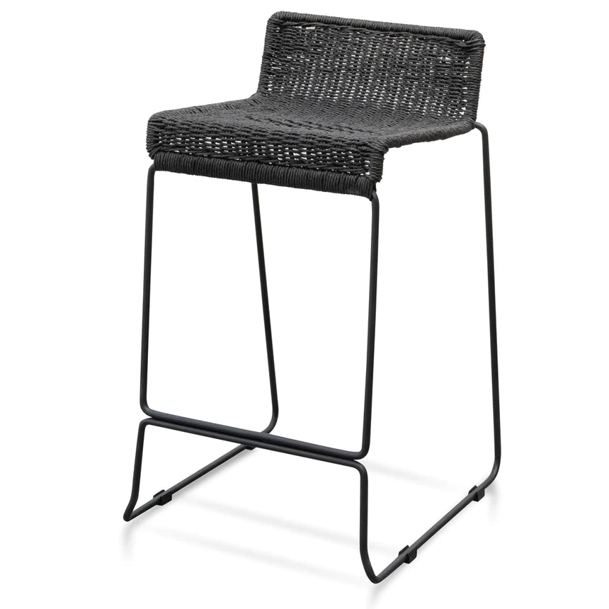 Sleek Swivel Rattan Bar Stool - Black