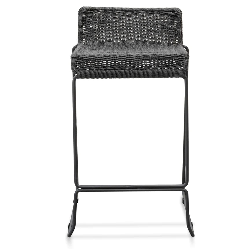 Sleek Swivel Rattan Bar Stool - Black