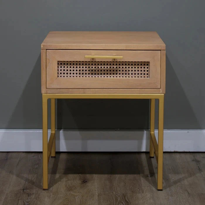 Tropical Retreat Mala Timber and Rattan Bedside Table