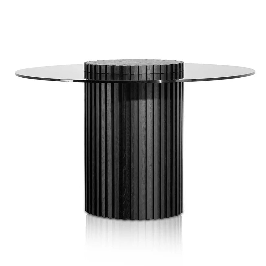 Sleek and Modern Glass Round Dining Table - Black