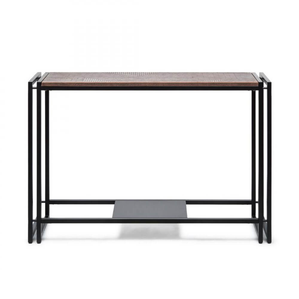 Slim Copper Finish Wooden Console Table