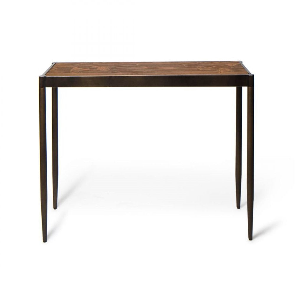 Slim Dark Brass Wooden Console Table