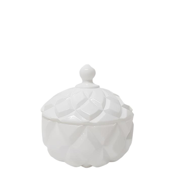 Small Grace Crystal Glass Jar with Diamond Embossed Pattern- Available in 2 Colors