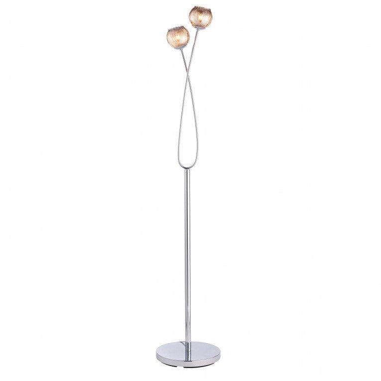 Smokey Allure Mirrored Glass Detail Floor Lamp