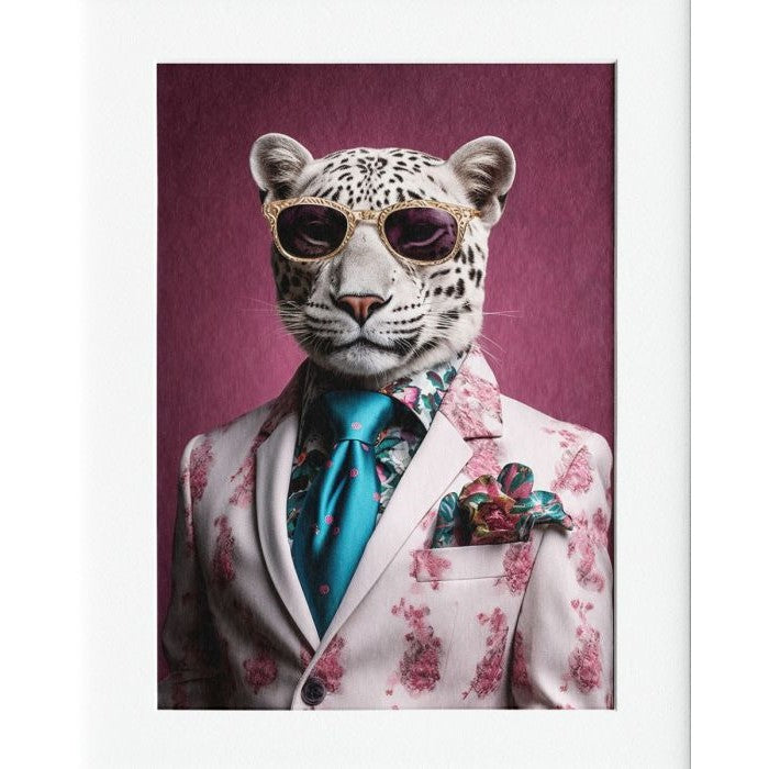 Snow Leopard Mounted Print Wall Decor - 40x50cms