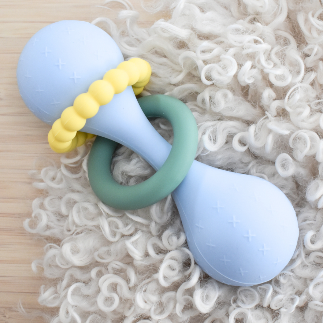 Soft Tone Silicone Sensory Maraca Rattle - Blue