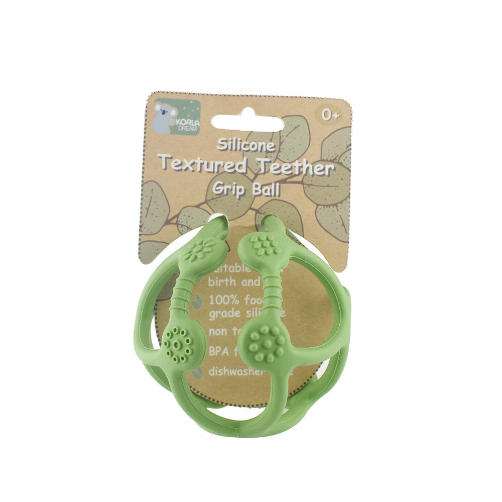 Soft Grip Textured Silicone Teething Ball - Sage Green