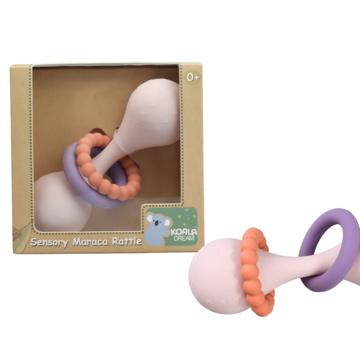 Soft Tone Silicone Sensory Maraca Rattle - Blush Pink