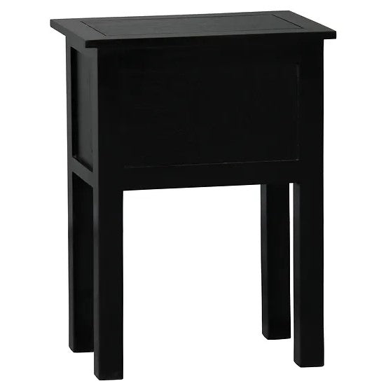 Solid Mahogany 2 Drawer Lamp Table - Black