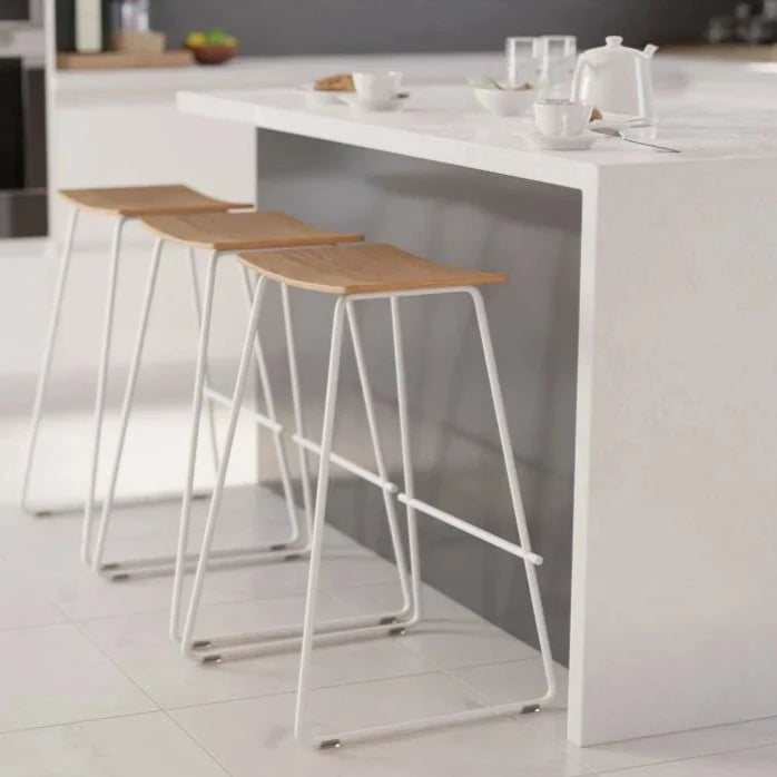 White Wood and Steel Symphony Bar Stool (Available in 3 Colors)