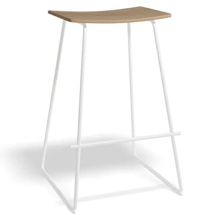 White Wood and Steel Symphony Bar Stool (Available in 3 Colors)