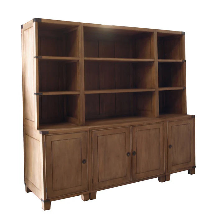 Sophisticated Campaign 4 Door Office Bookcase - Weathered Oak