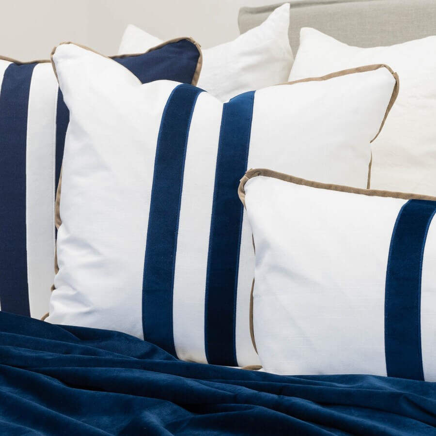 Sorrento Striped 55x55cm Square Cushion Cover - Navy on White