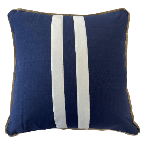 Sorrento Striped 55x55cm Square Cushion Cover - White on Navy