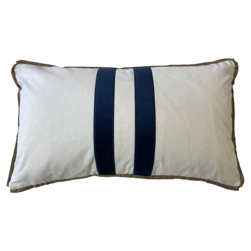 Sorrento Striped 35x60cm Rectangle Cushion Cover - Navy on White