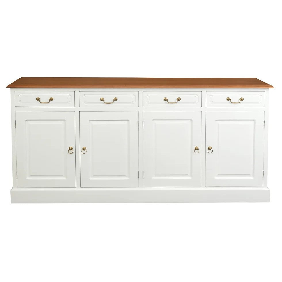 Spacious 4-Door 4-Drawer Storage Buffet - White Caramel