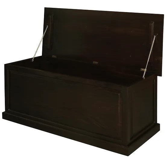 Spacious Wooden Large Blanket Box - Dark Brown