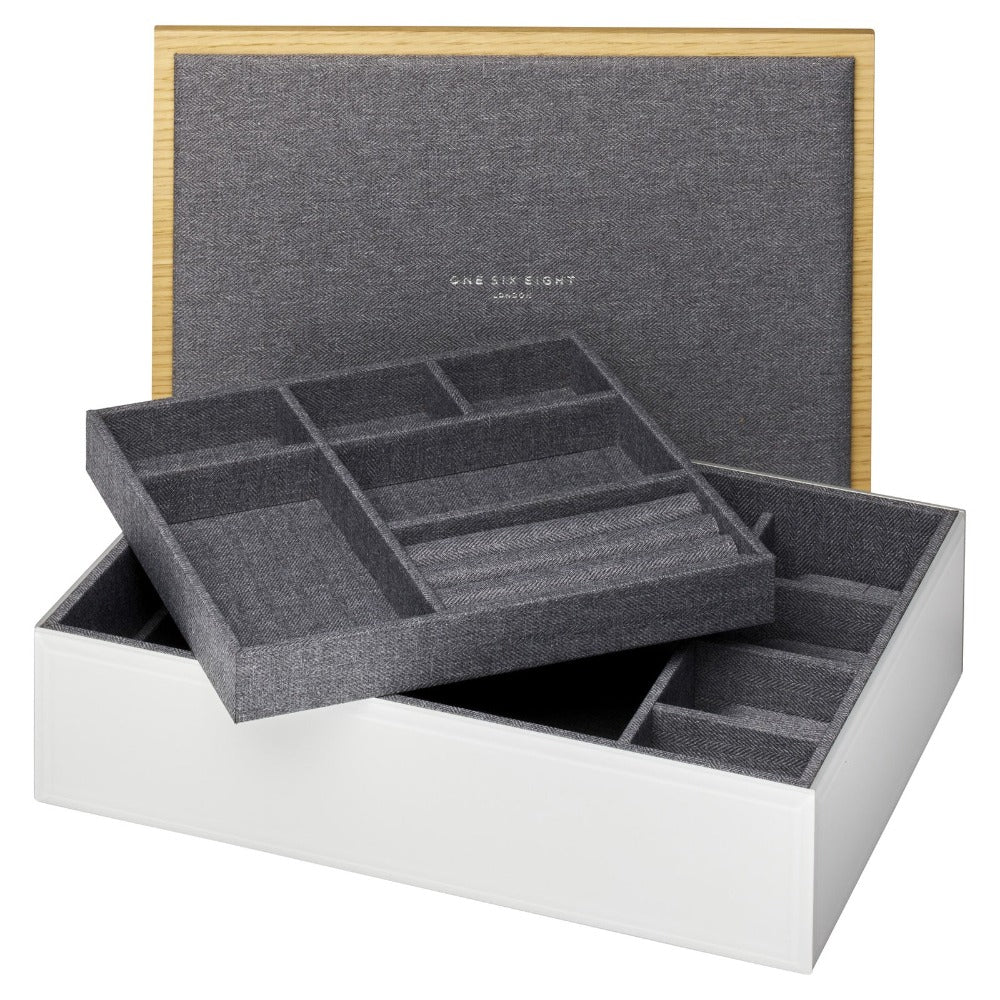 Personalised Spacious and Sophisticated Large Wooden Cufflink Box - White