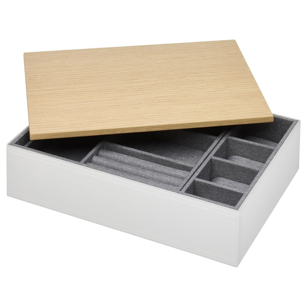 Personalised Spacious and Sophisticated Large Wooden Cufflink Box - White