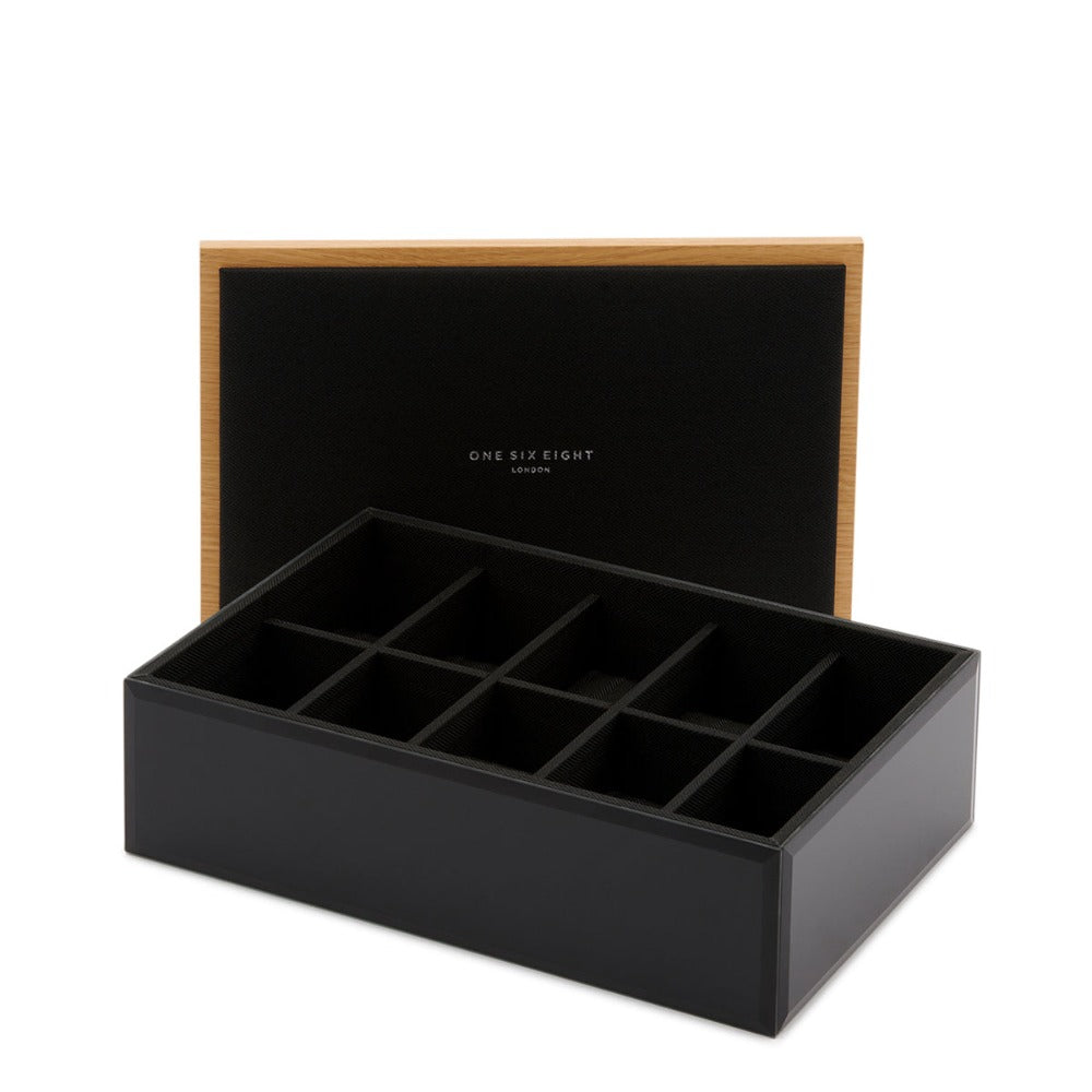 Personalised Spacious and Sophisticated Large Wooden Cufflink Box -Black