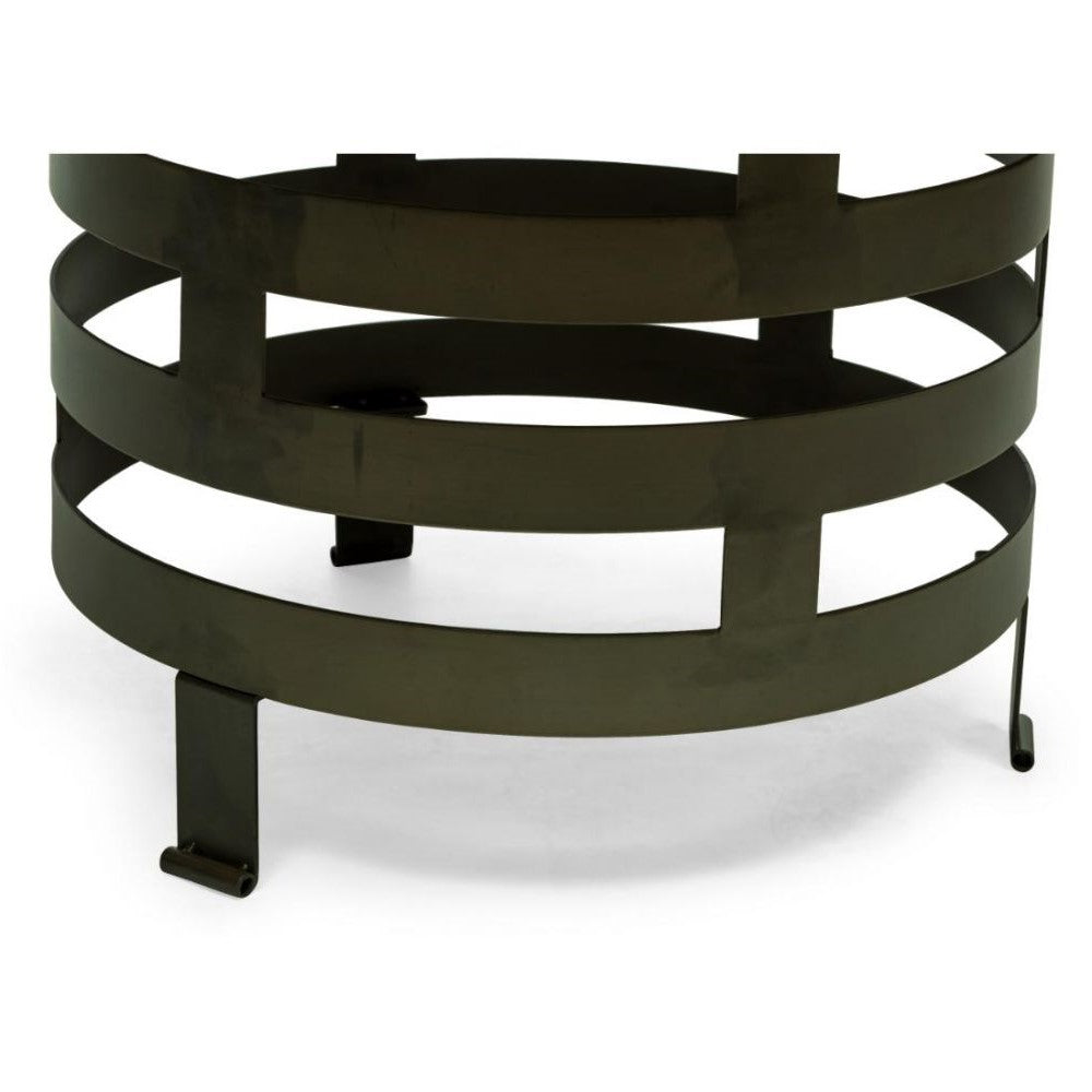 Spiral Body Wooden Top Iron Round Coffee Table