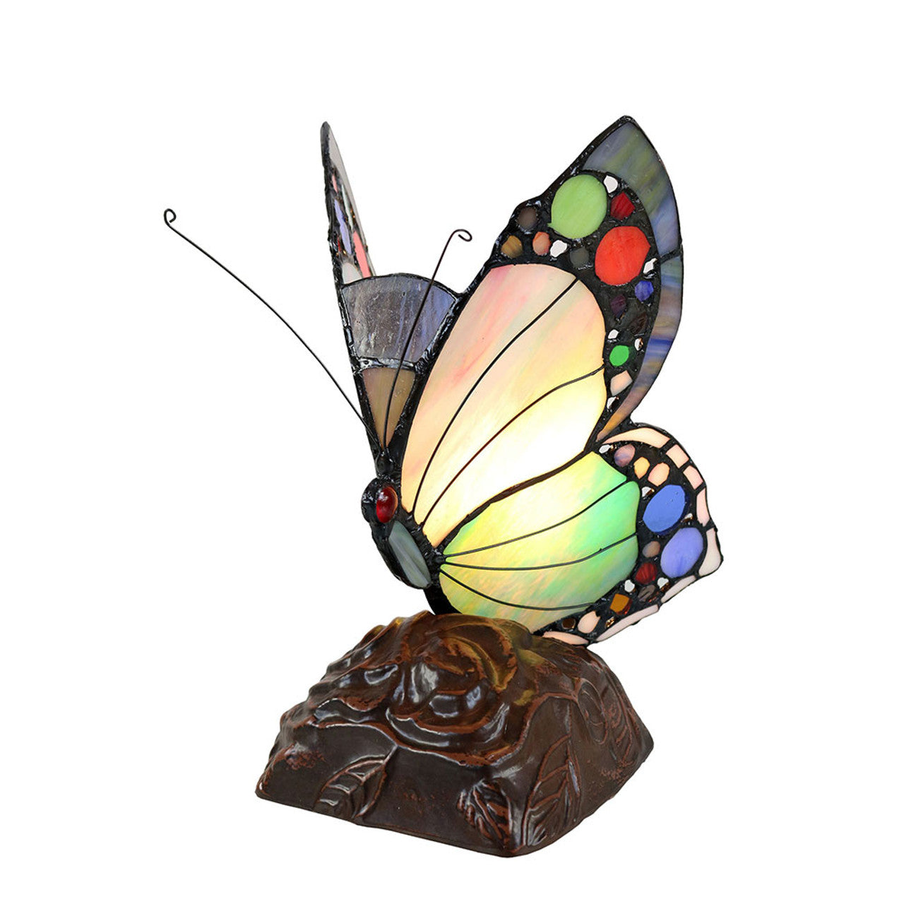 Spotted Butterfly Tiffany Shade Table Lamp (Available In 2 Colors)