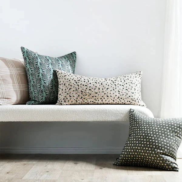 Spotted Lumbar with Feather Insert Cushion - 80x40cms