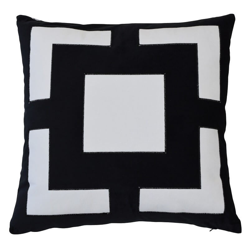 Square Pattern 50x50cm Cushion Cover - Black