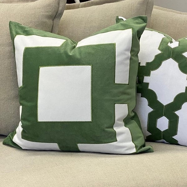 Square Pattern 50x50cm Cushion Cover - Olive